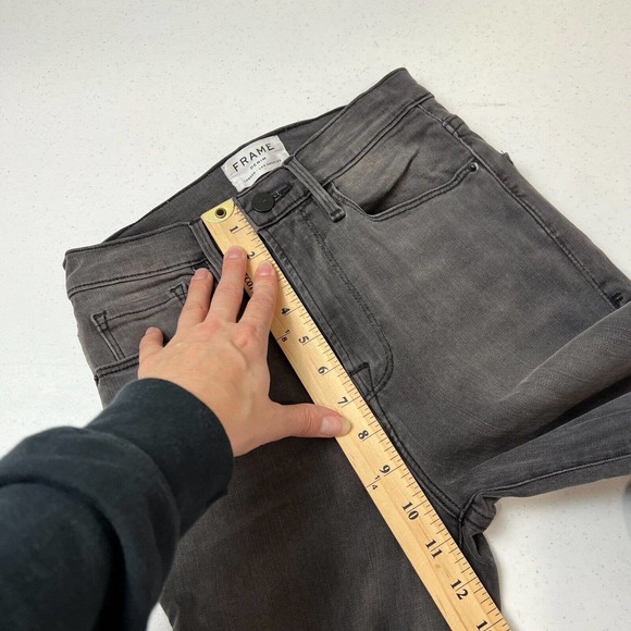 Frame Women High Rise Slim Skinny Ankle Denim Jeans Raw Hem Gray Size 25 - Picture 11 of 16